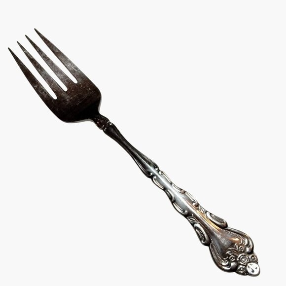 International Serving Fork Stainless Steel Floral Handle Vintage - Picture 1 of 8